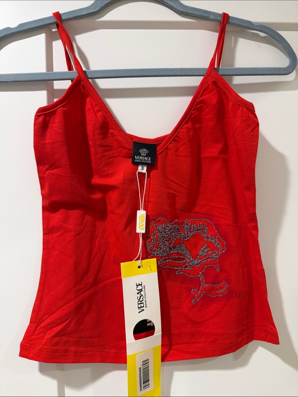 Versace Red Crystal-Embellished Camisole